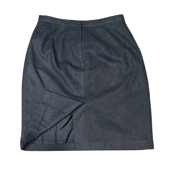 🍀2/$22 Vintage Wool Charcoal Gray Pencil Mini Career Skirt Womens size 6 - Picture 4 of 11